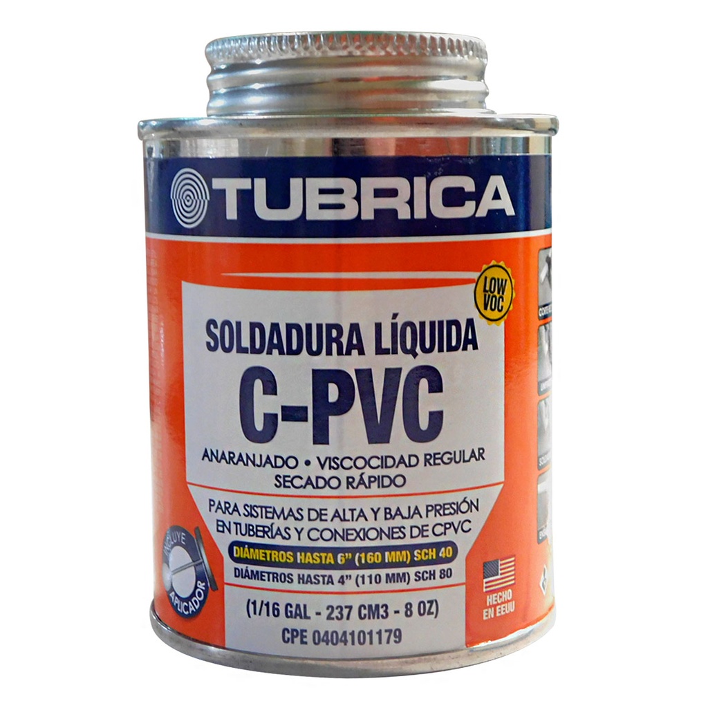SOLDADURA CPVC PARA AGUA CALIENTE 1/16GL TUBRICA