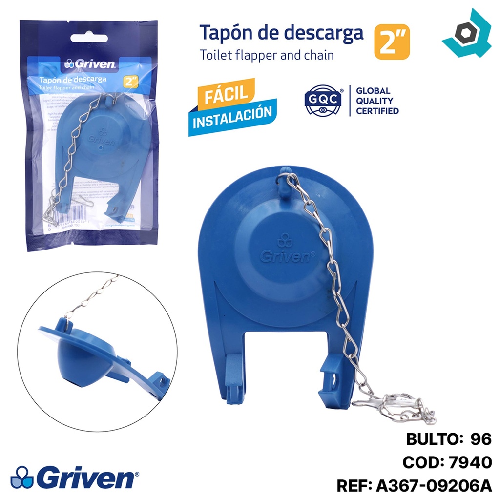 TAPON DE DESCARGA 2" PARA INODORO GRIVEN