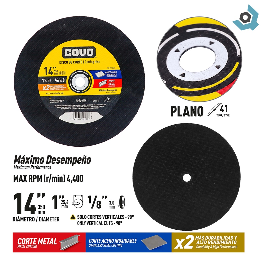 DISCO ULTRAFINO 14" DE CORTE COVO