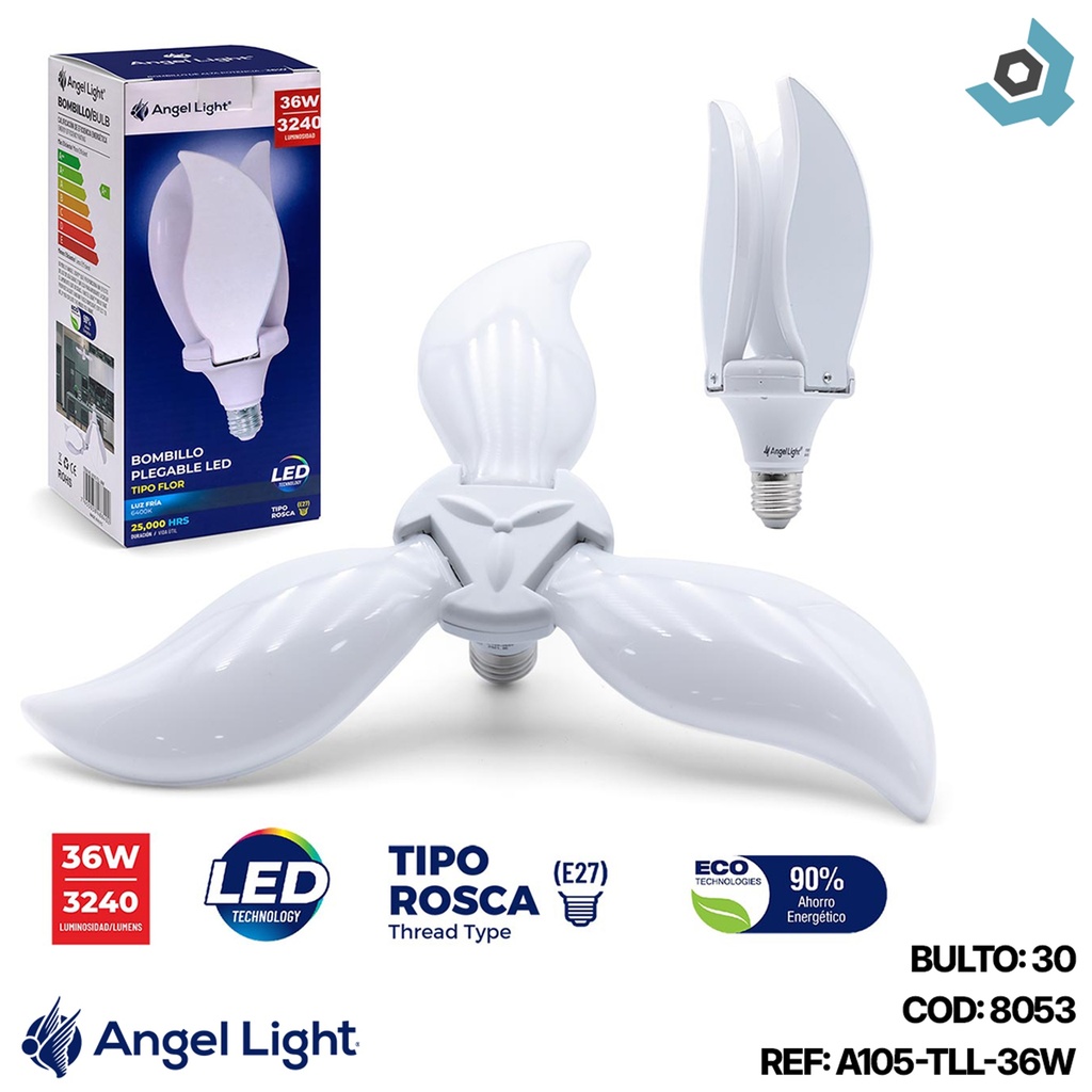 BOMBILLO LED 36W PLEGABLE TIPO FLOR ANGEL LIGHT