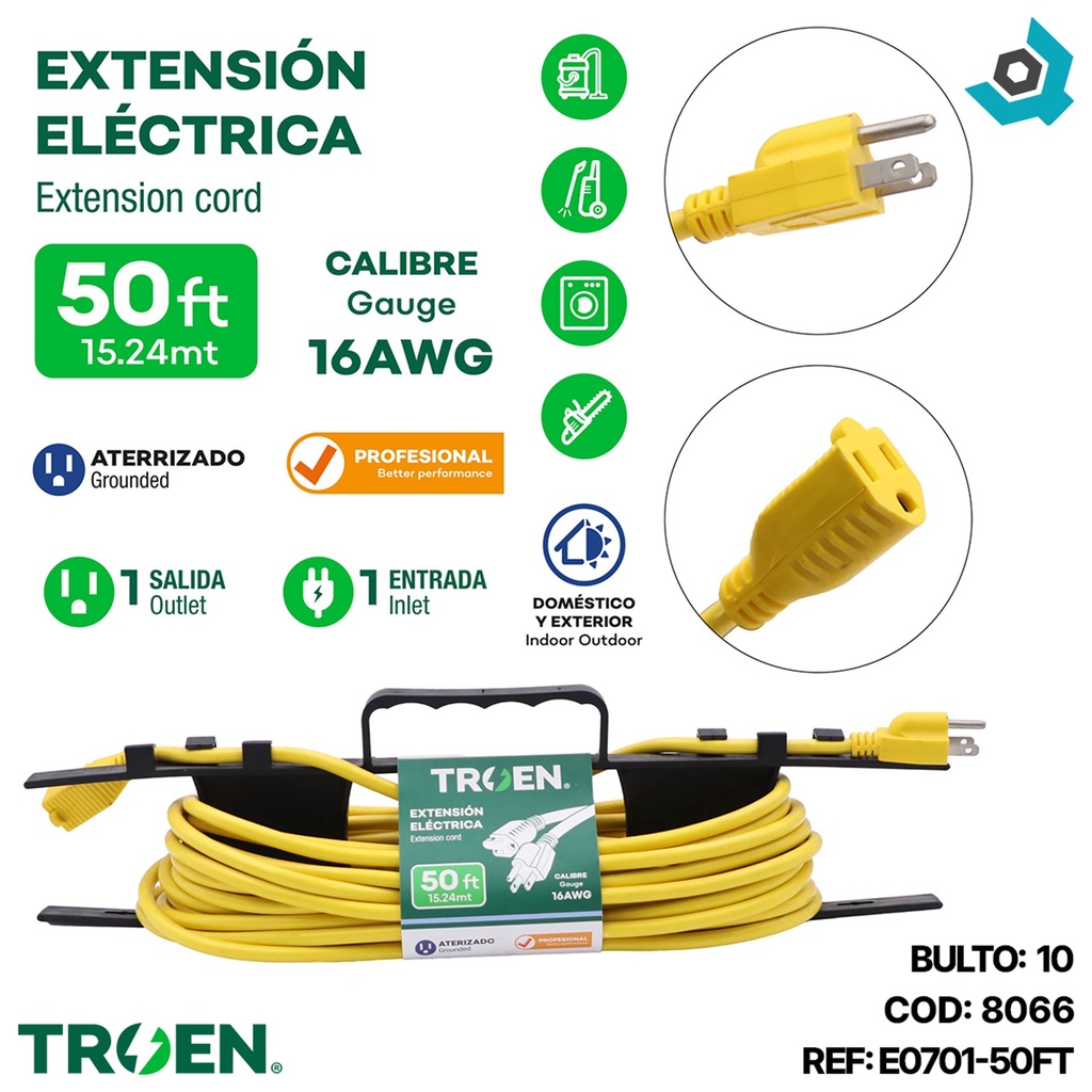 EXTENSION ELECTRICA 50FT 1 TOMA TROEN