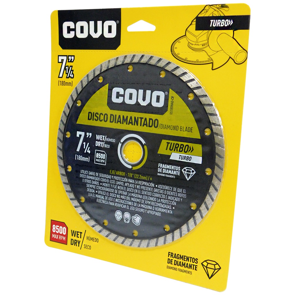 DISCO DIAMANTADO 7 1/4" CORTE TURBO COVO