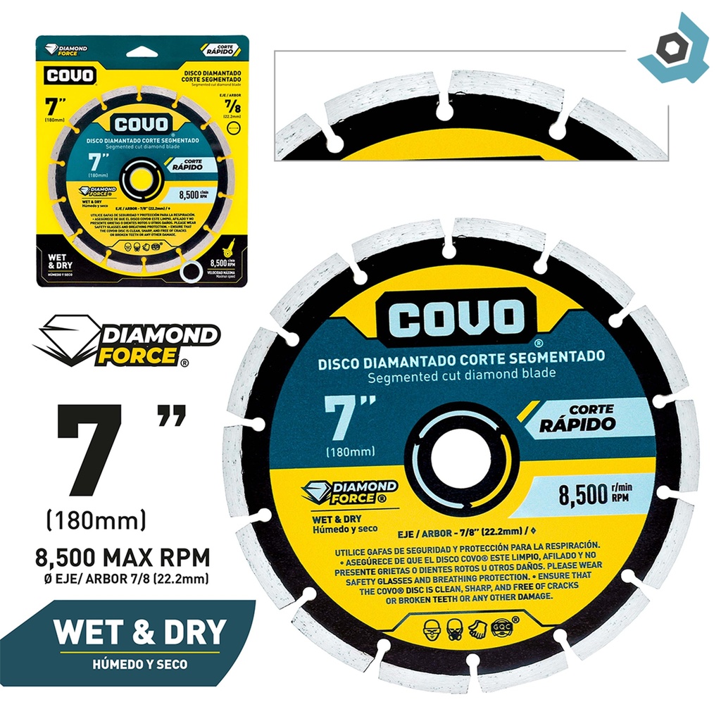 DISCO DIAMANTADO 7 1/4" SEGMENTADO COVO