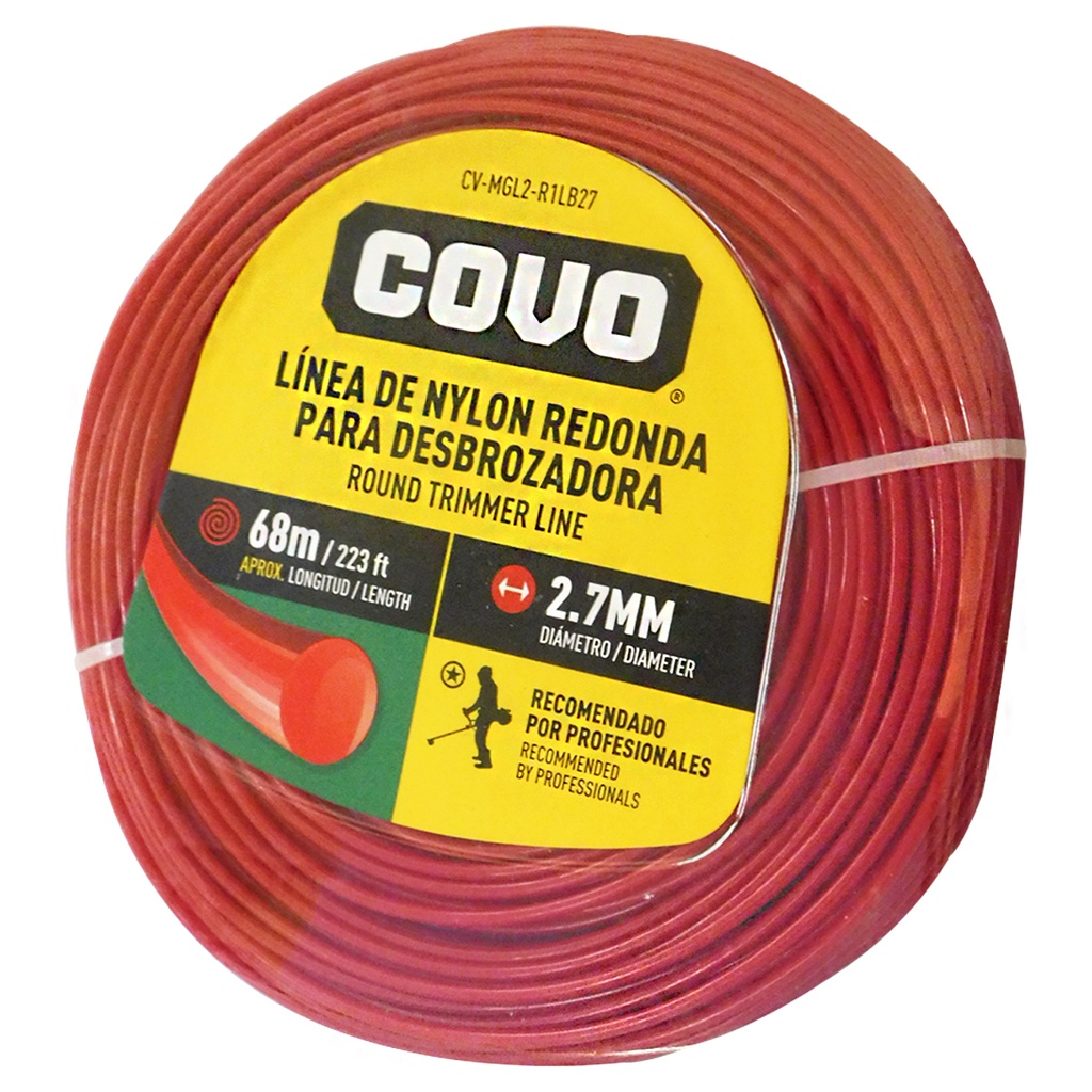 NYLON REDONDO PARA DESMALEZADORA 68MT X 2.7MM COVO