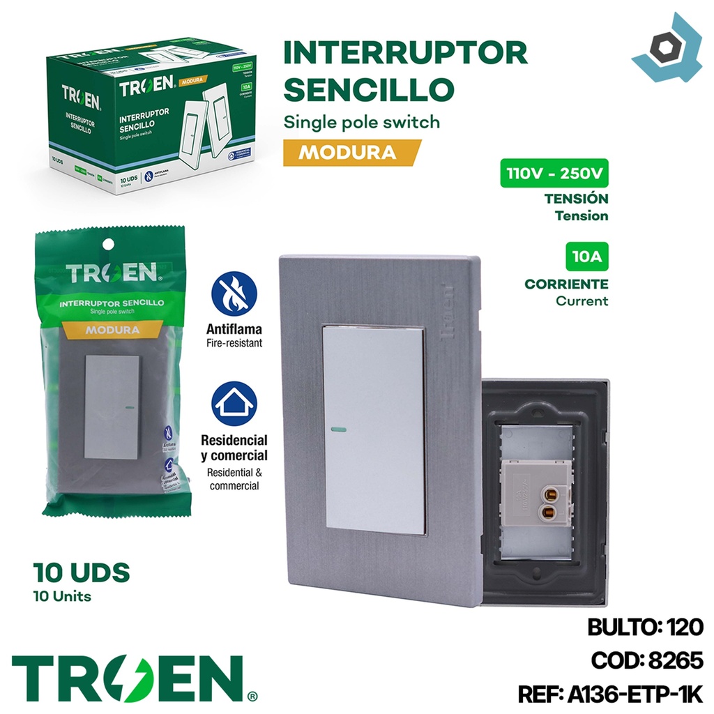 APAGADOR INDIVIDUAL PLATEADO TROEN