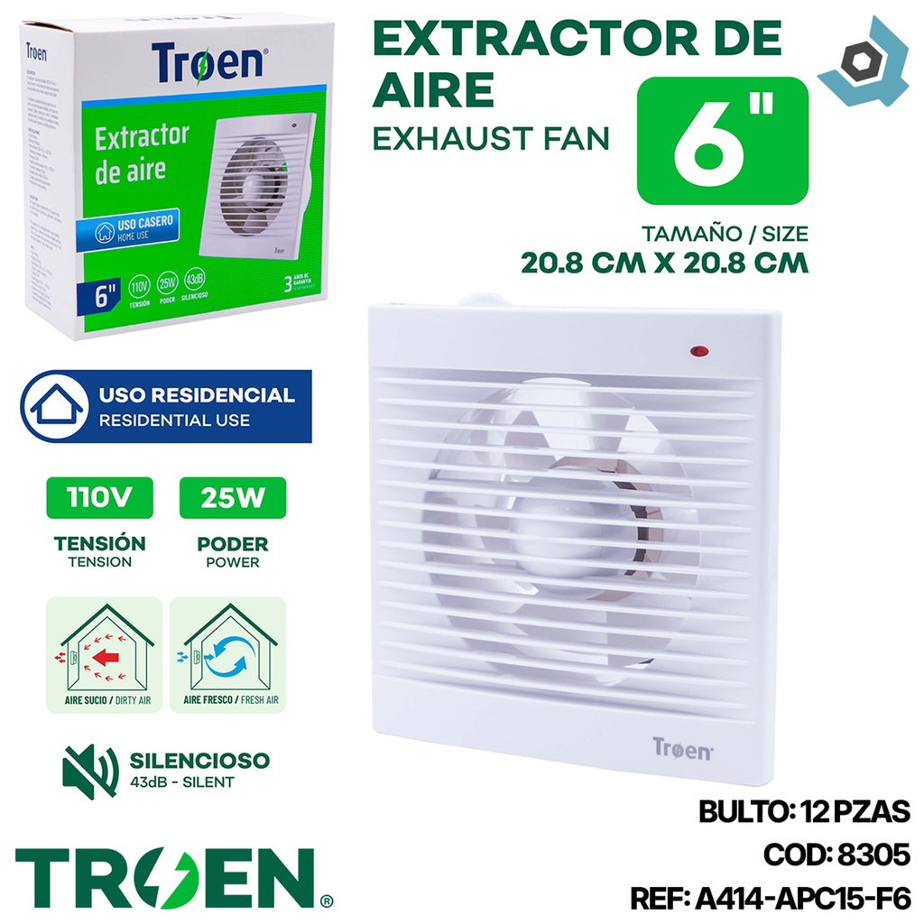 EXTRACTOR DE AIRE 6" TROEN