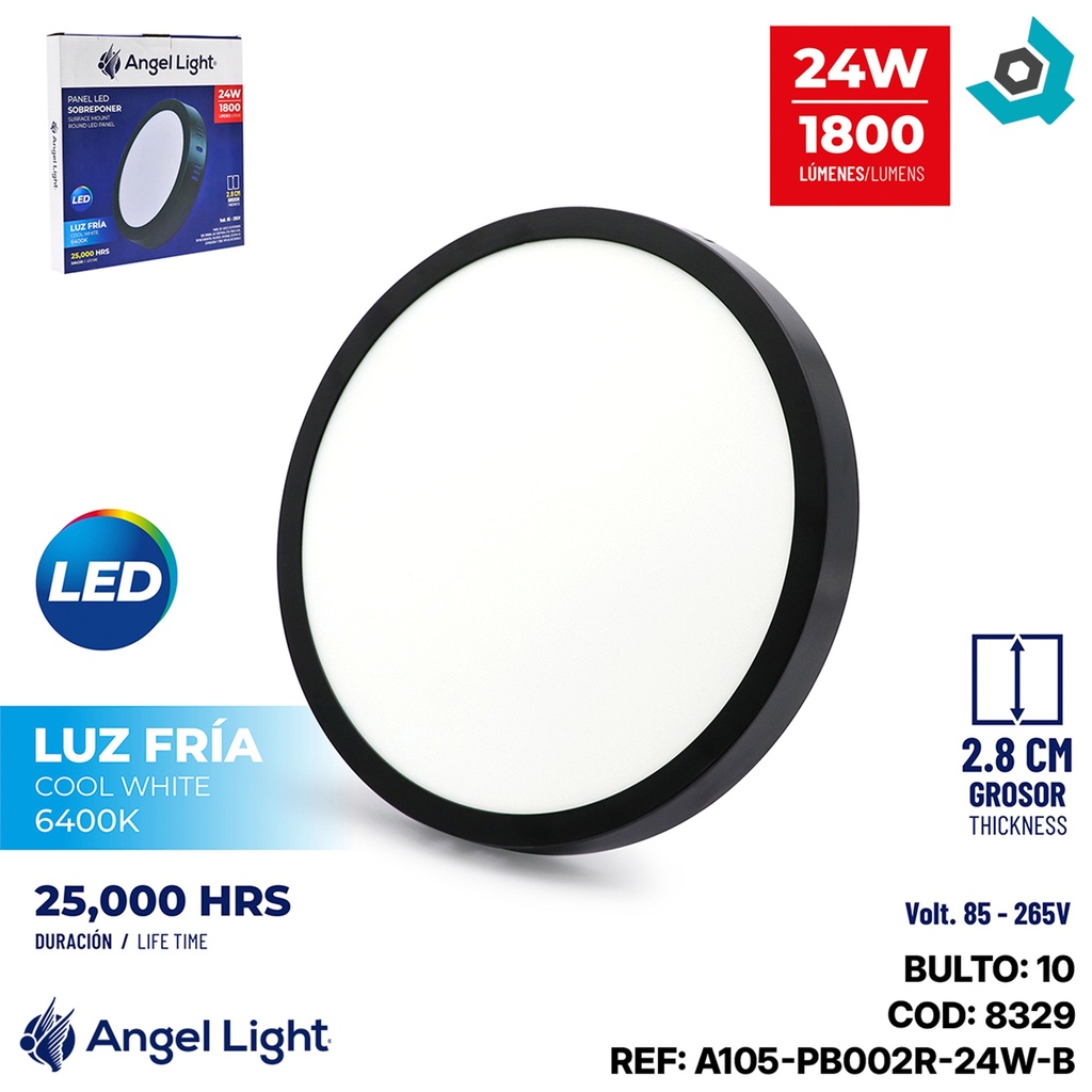 LAMPARA LED SUPERFICIAL REDONDA 24W 11.5" LUZ BLANCA ANGEL LIGHT