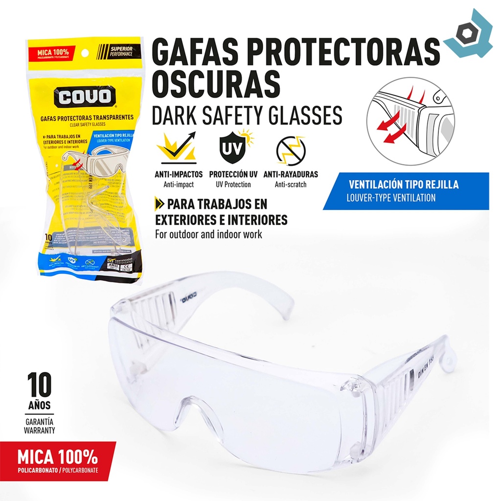 LENTES DE SEGURIDAD TRANSPARENTES COVO