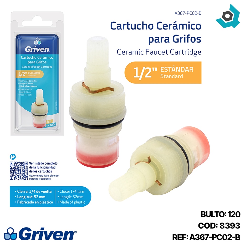 CARTUCHO CERAMICO 52MM PVC GRIVEN