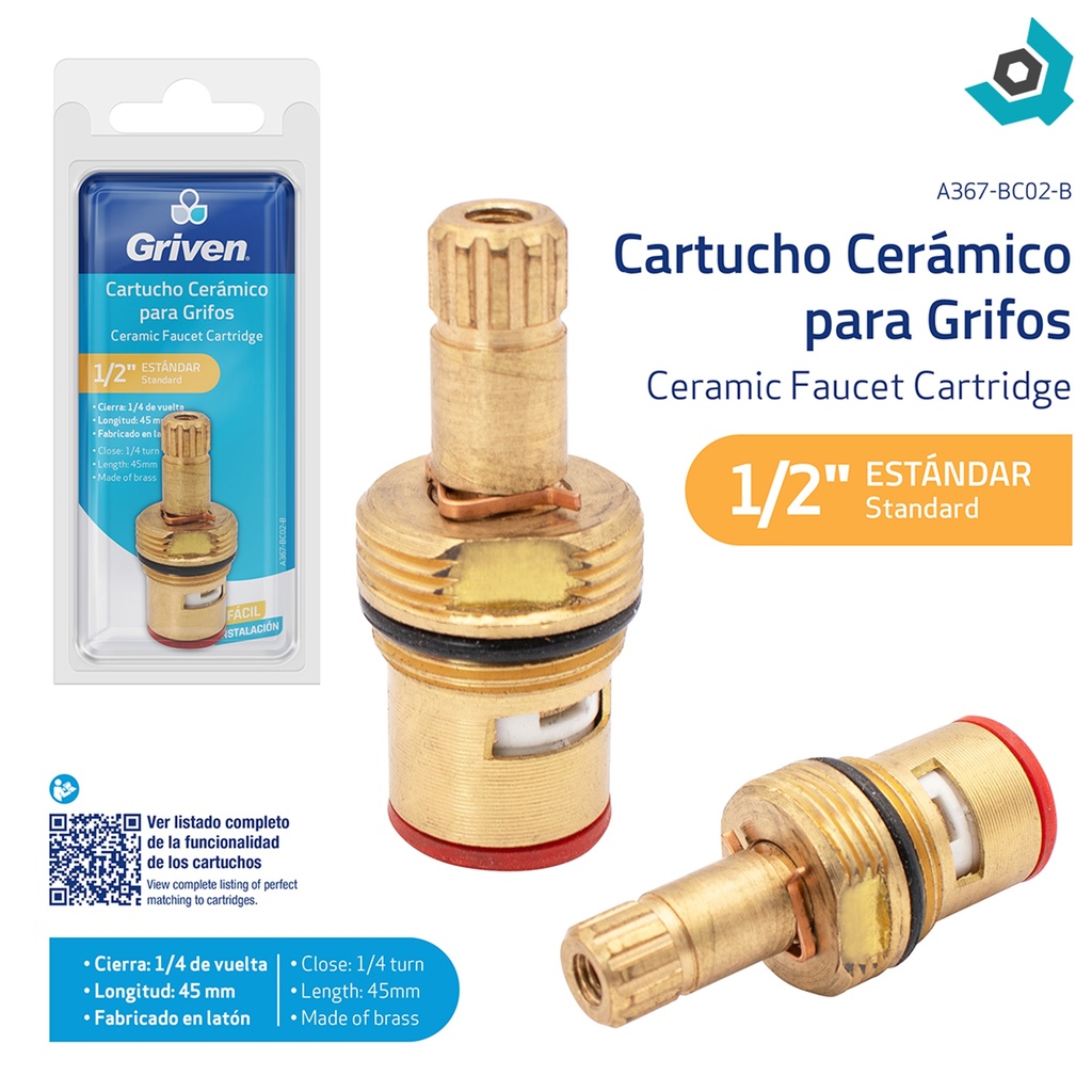 CARTUCHO CERAMICO 45MM LATON GRIVEN