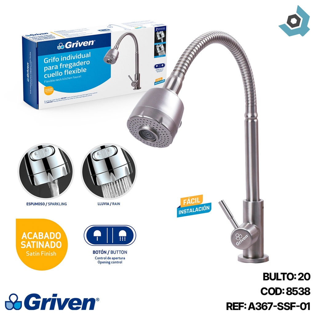 GRIFERIA PARA FREGADERO CUELLO FLEXIBLE GRIVEN