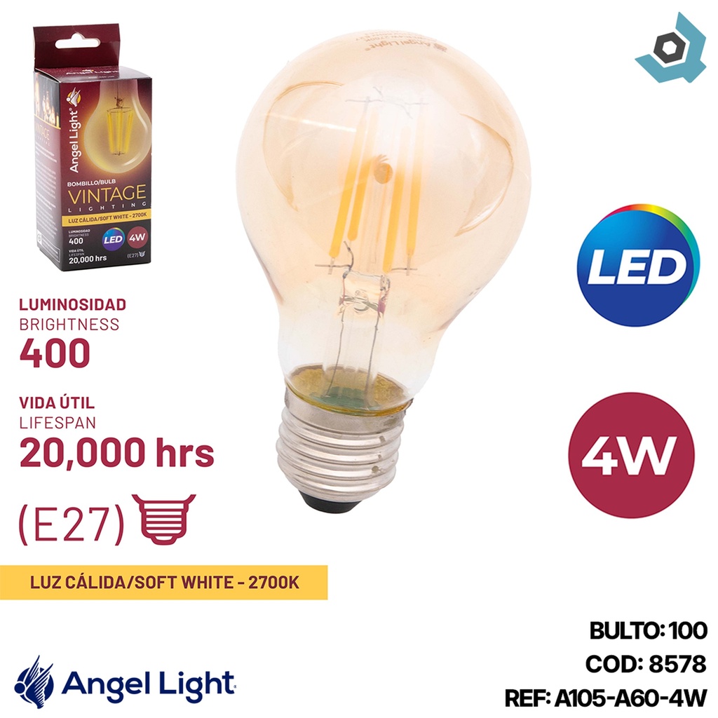 BOMBILLO LED 4W VINTAGE ANGEL LIGHT