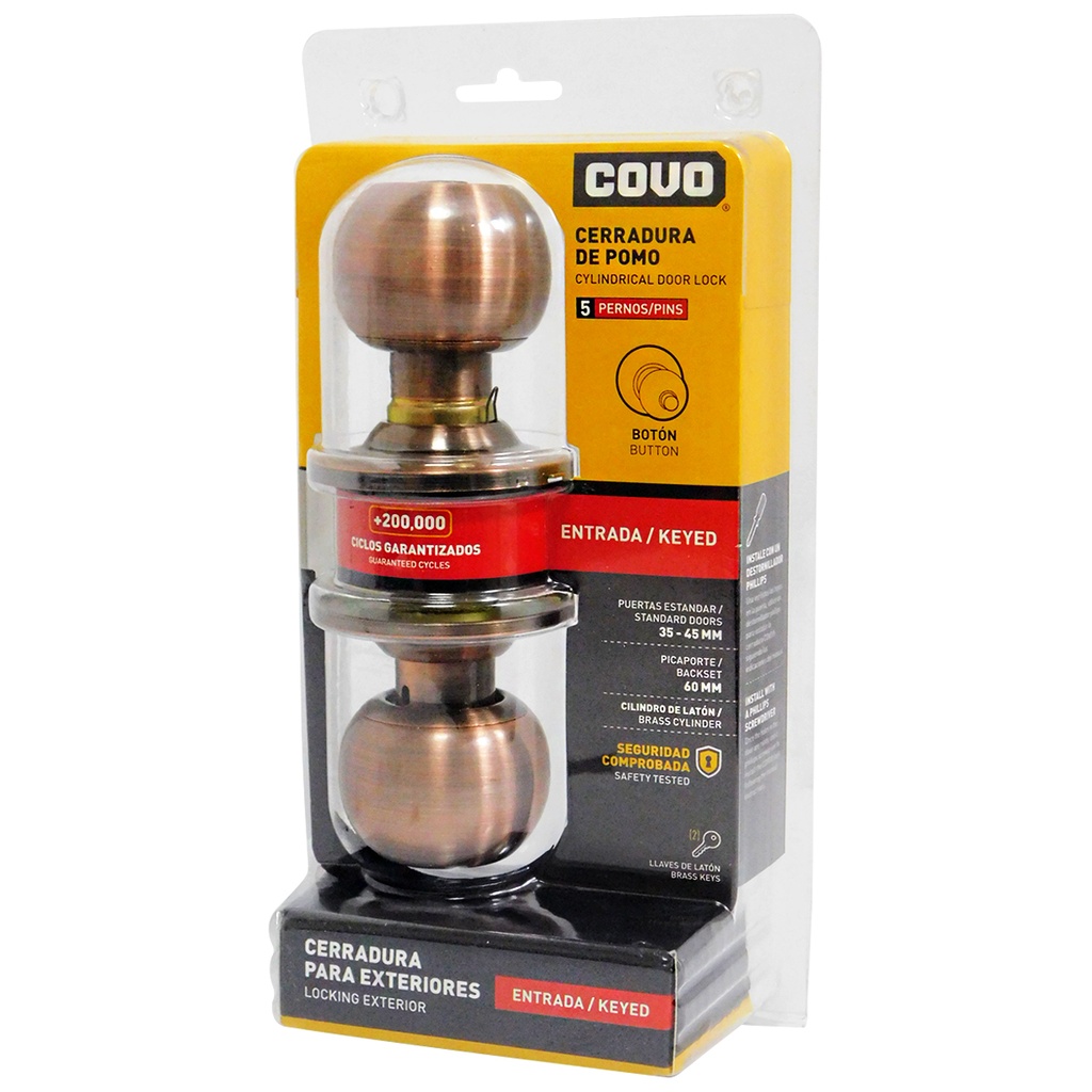 CERRADURA DE POMO PARA DORMITORIO BRONCE COVO