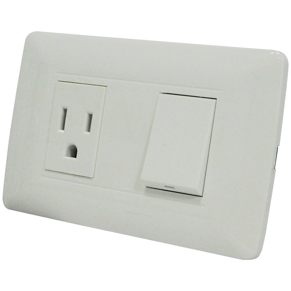 APAGADOR CON TOMA SENCILLO BLANCO TROEN