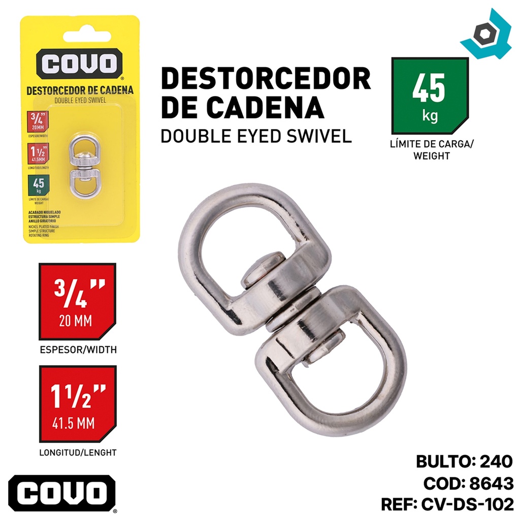 DESTORCEDOR DE CADENA 1 1/2" COVO