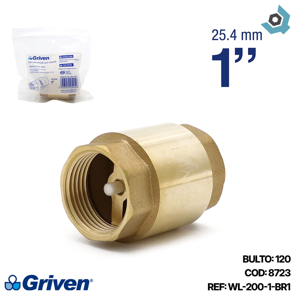 CHEQUE 1" DE BRONCE SIN CANAL GRIVEN