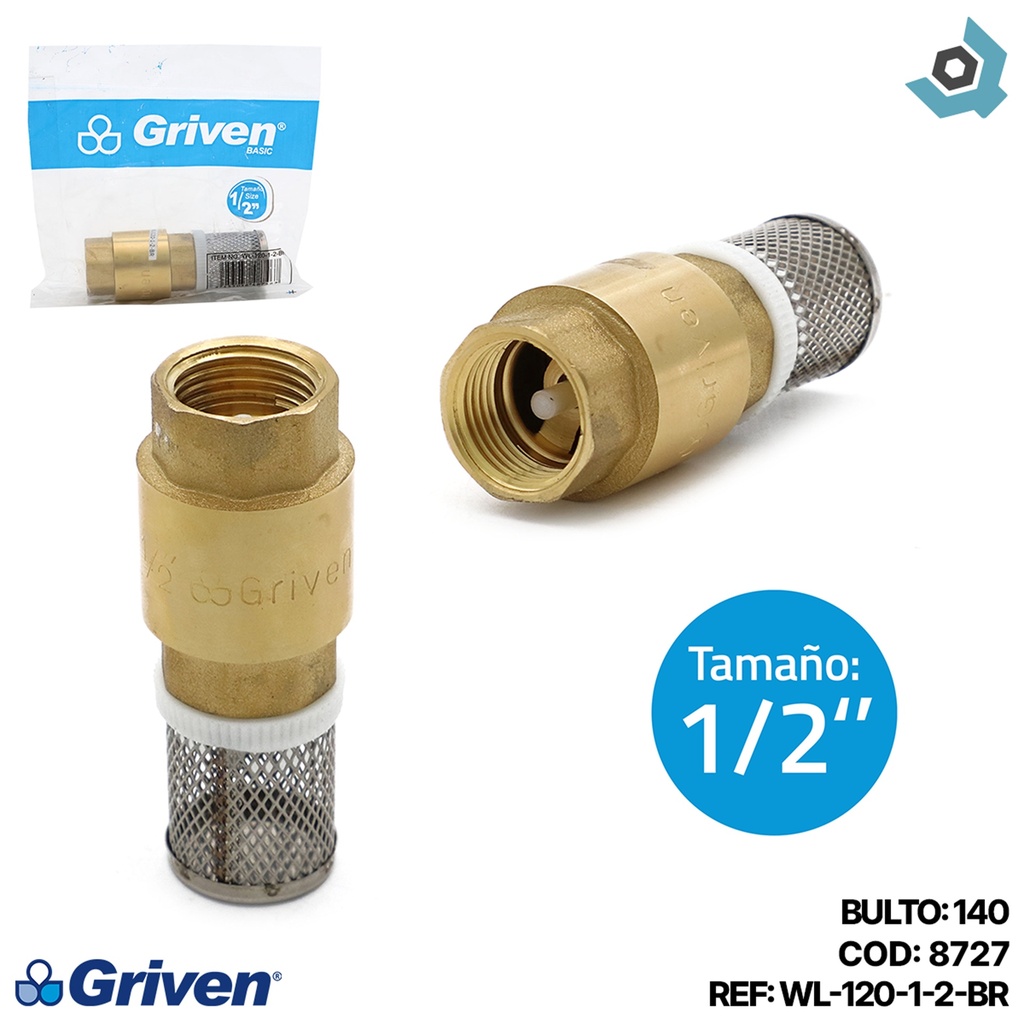 CHEQUE 1/2" DE BRONCE CON CANAL GRIVEN
