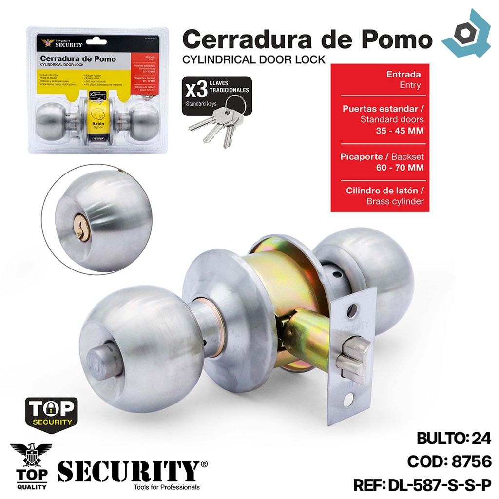 CERRADURA DE POMO PARA DORMITORIO SECURITY