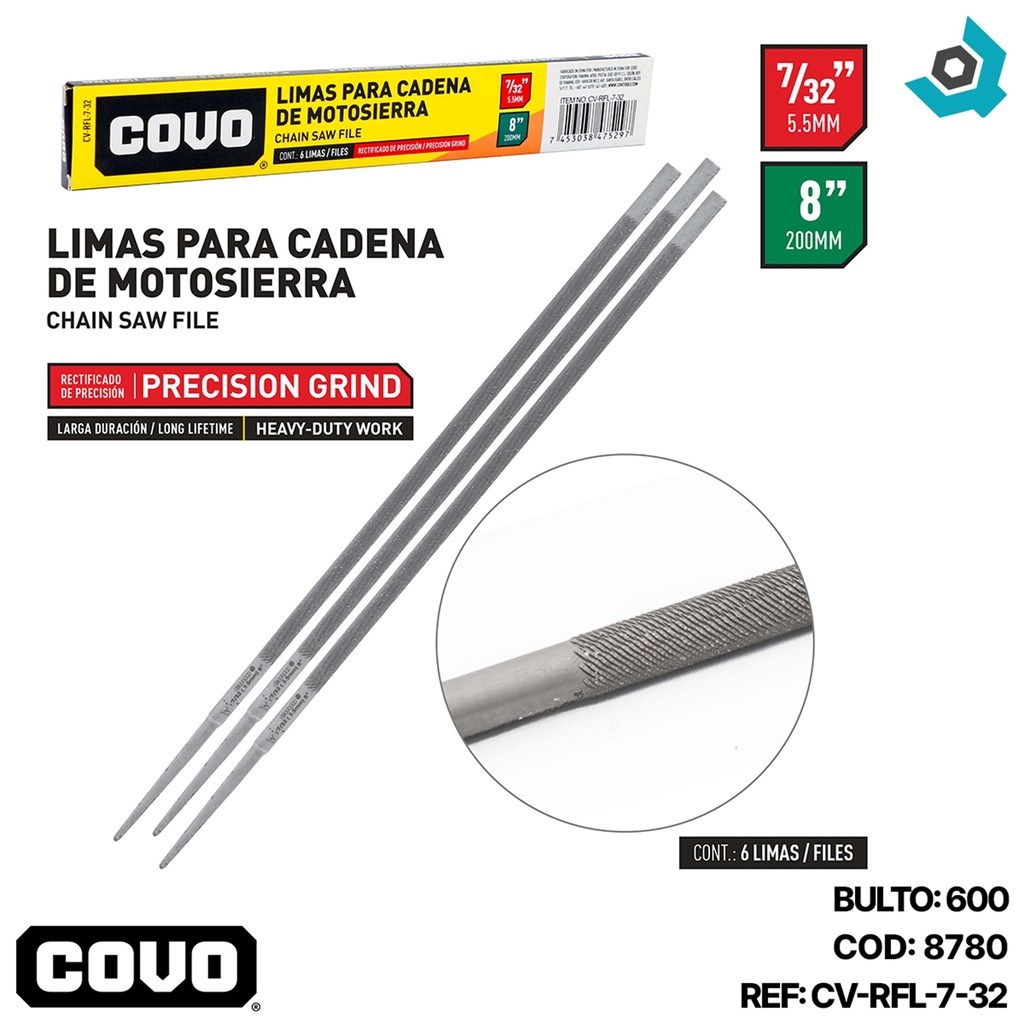 LIMA PARA CADENA DE MOTOSIERRA 7/32" COVO