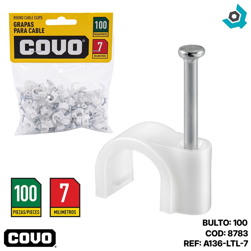 GRAPAS PARA CABLES 7MM COVO