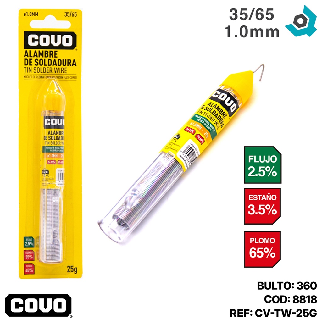 ALAMBRE PARA SOLDADURA DE ESTANO 1.0MM COVO