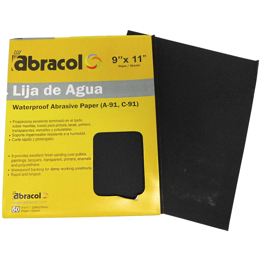 LIJA DE AGUA DE 9" X 11" GRANO 320 ABRACOL