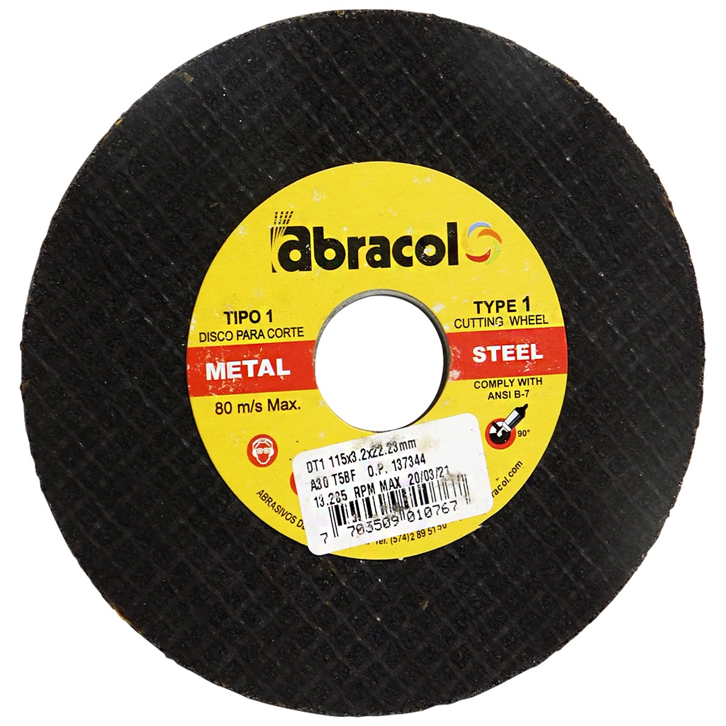 DISCO PARA CORTE 4 1/2" DE METAL ABRACOL