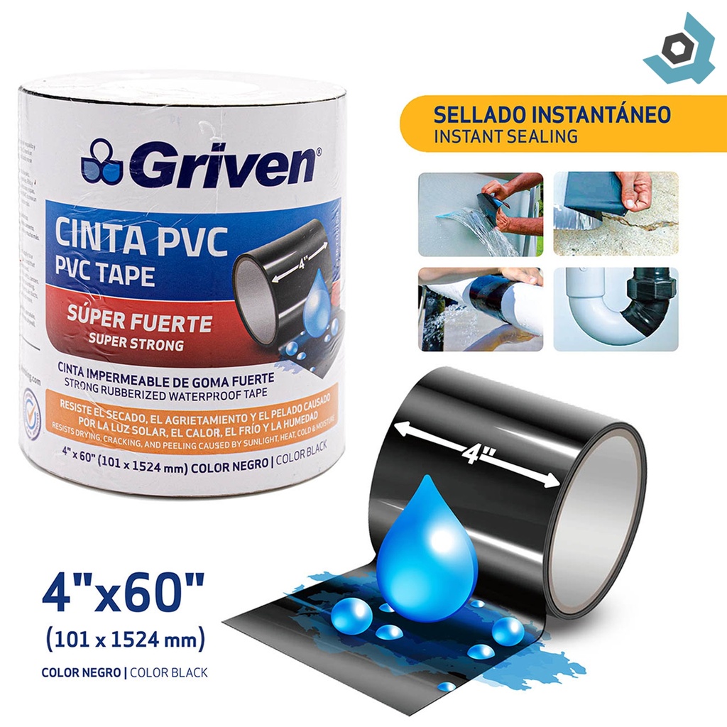 CINTA PVC NEGRO 4" X 60" GRIVEN