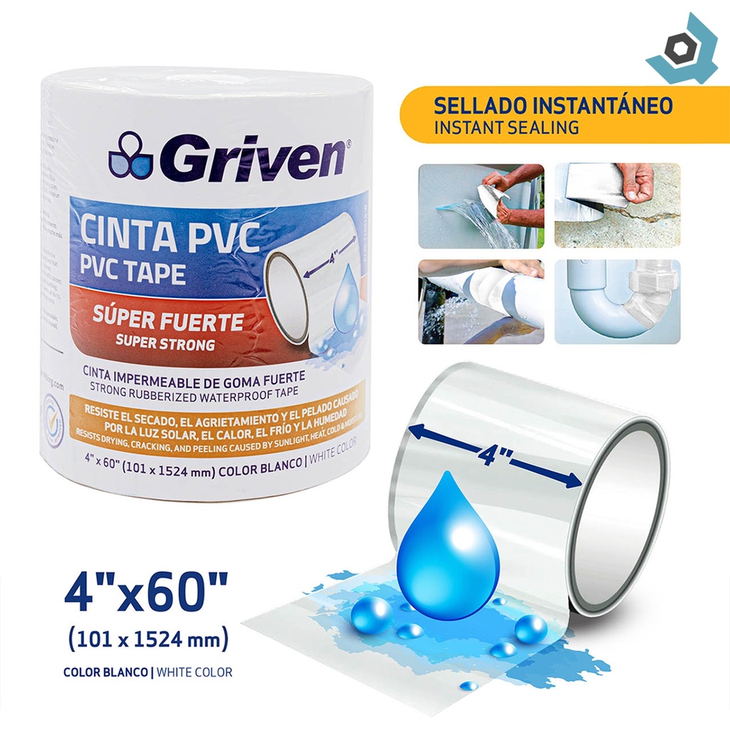 CINTA PVC BLANCO 4" X 60" GRIVEN