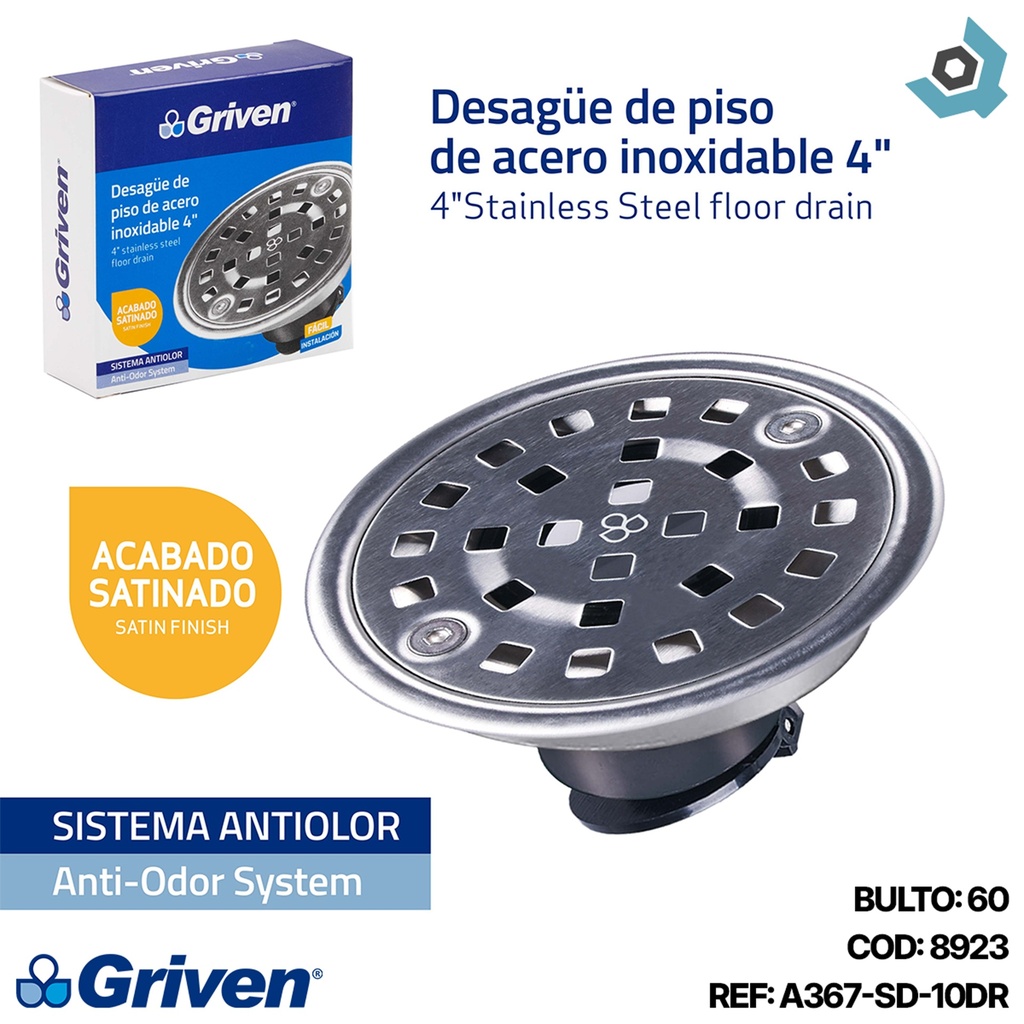 DESAGUE DE PISO 4" ANTIOLOR REDONDO GRIVEN