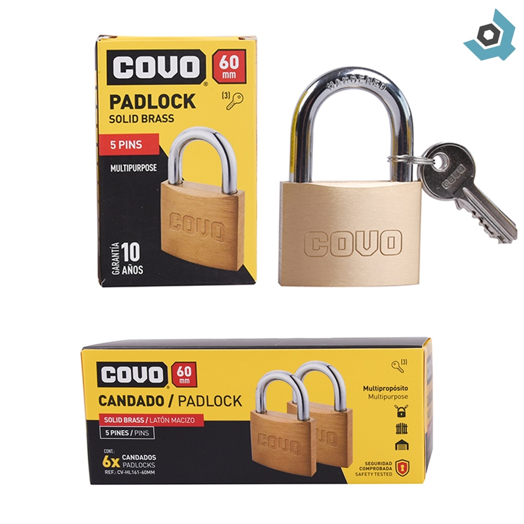 CANDADO 60MM LATON MACIZO COVO