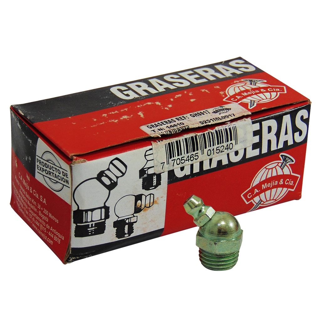 GRASERA 1/4" N.P.T 17 CODO 45 GRADOS MEJIA