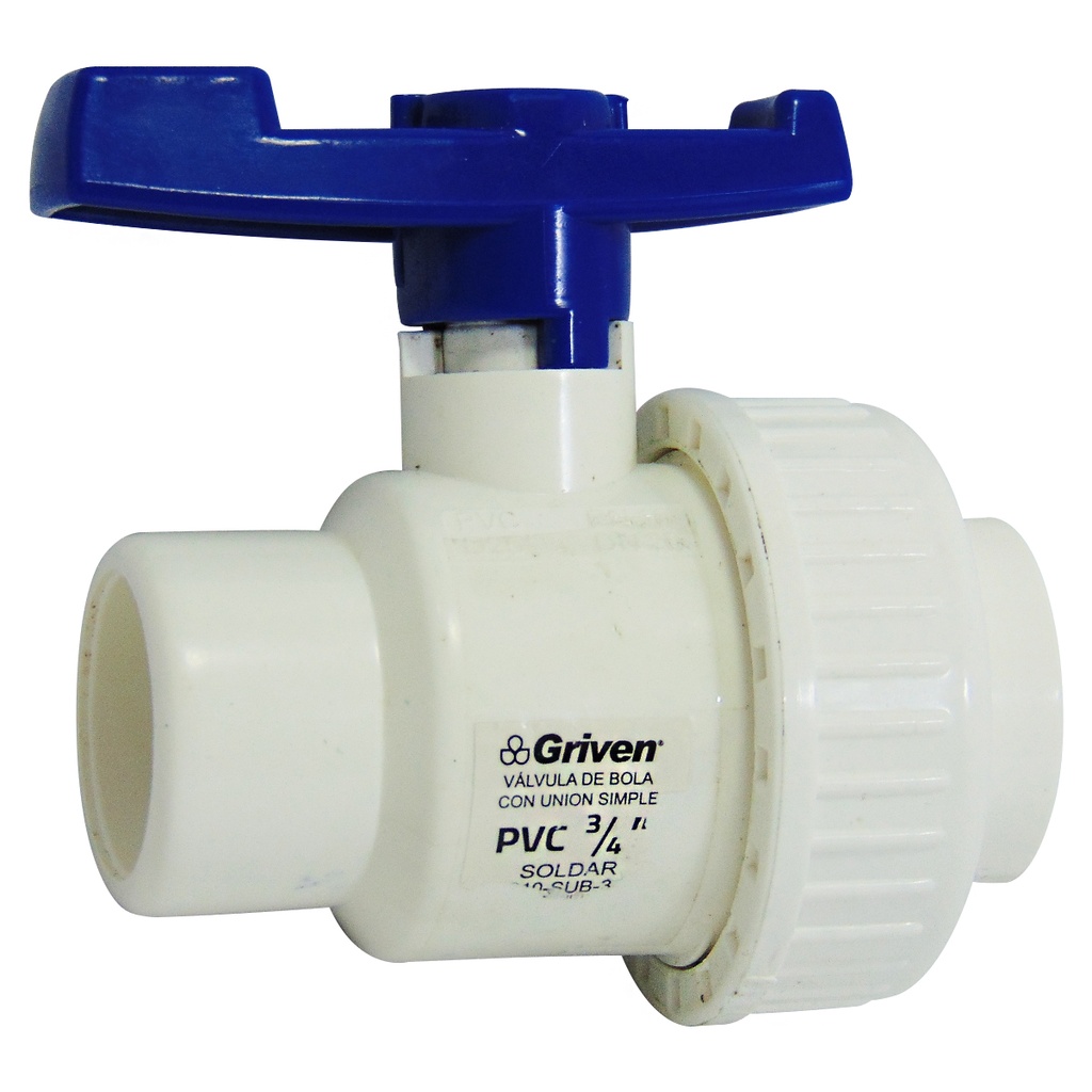 VALVULA 3/4" DE PVC UNION SIMPLE GRIVEN
