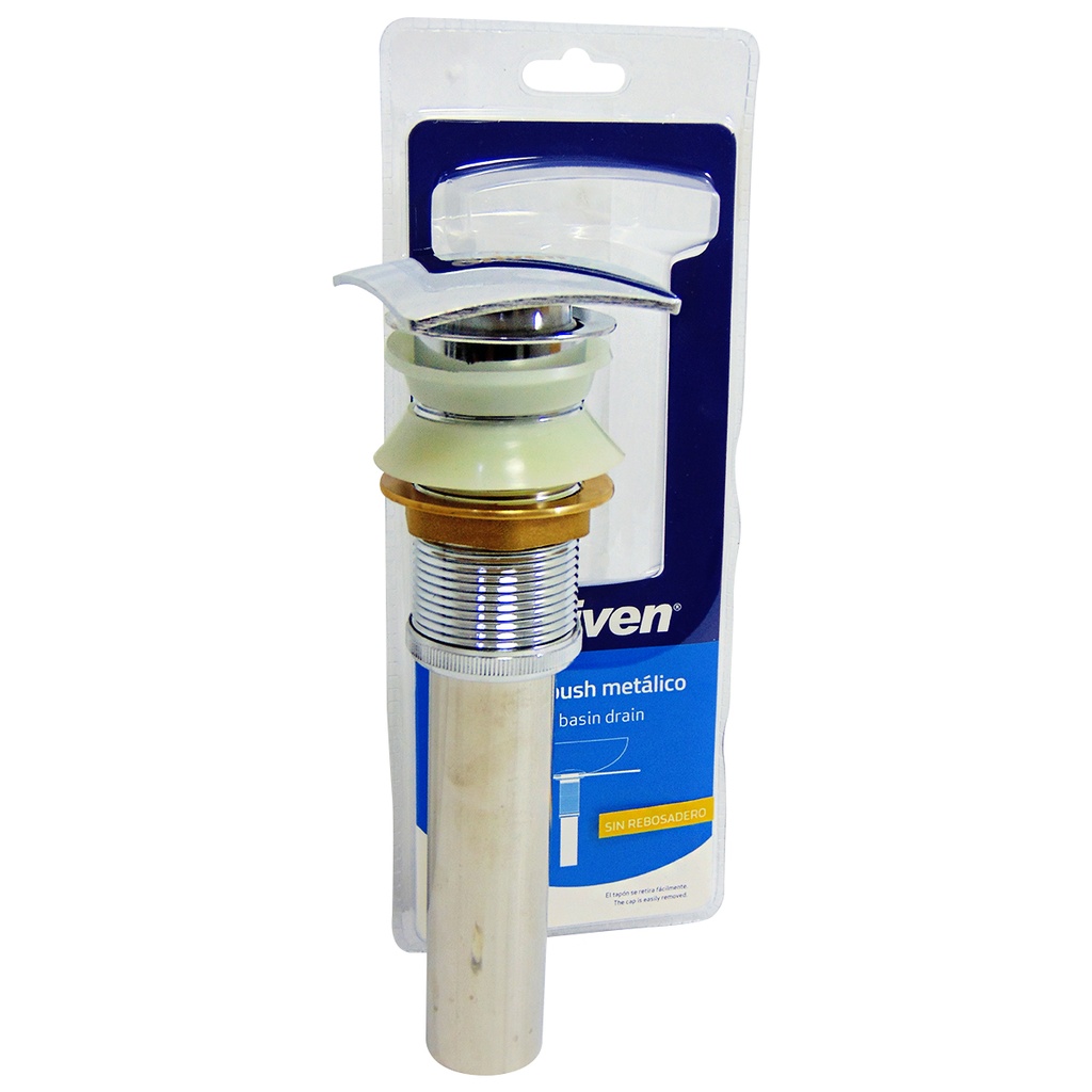 DESAGUE PARA LAVAMANOS 1 1/4" X 19CM PUSH CUADRADO GRIVEN