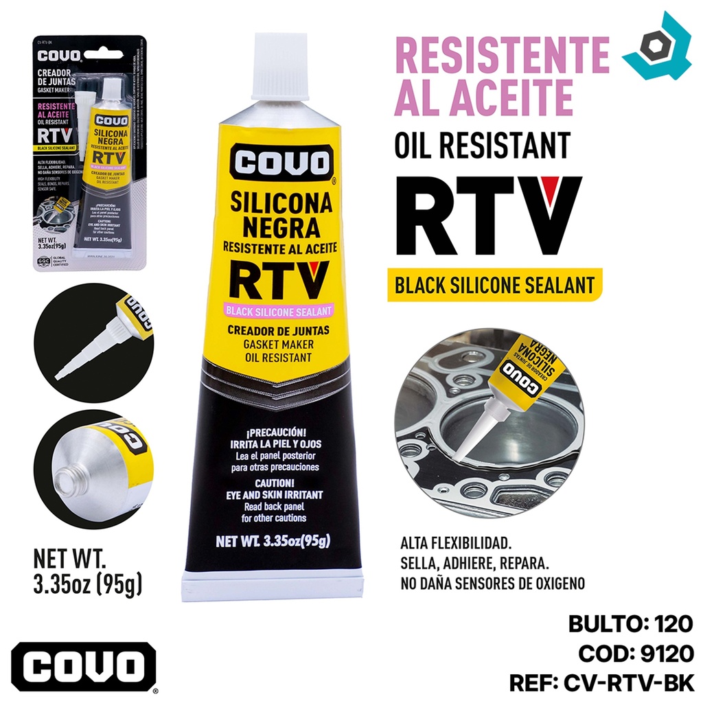 SELLADOR DE SILICONA NEGRA RTV COVO