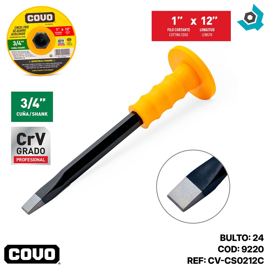 CINCEL FRIO 3/4" X 12"  PUNTA CUADRADA COVO