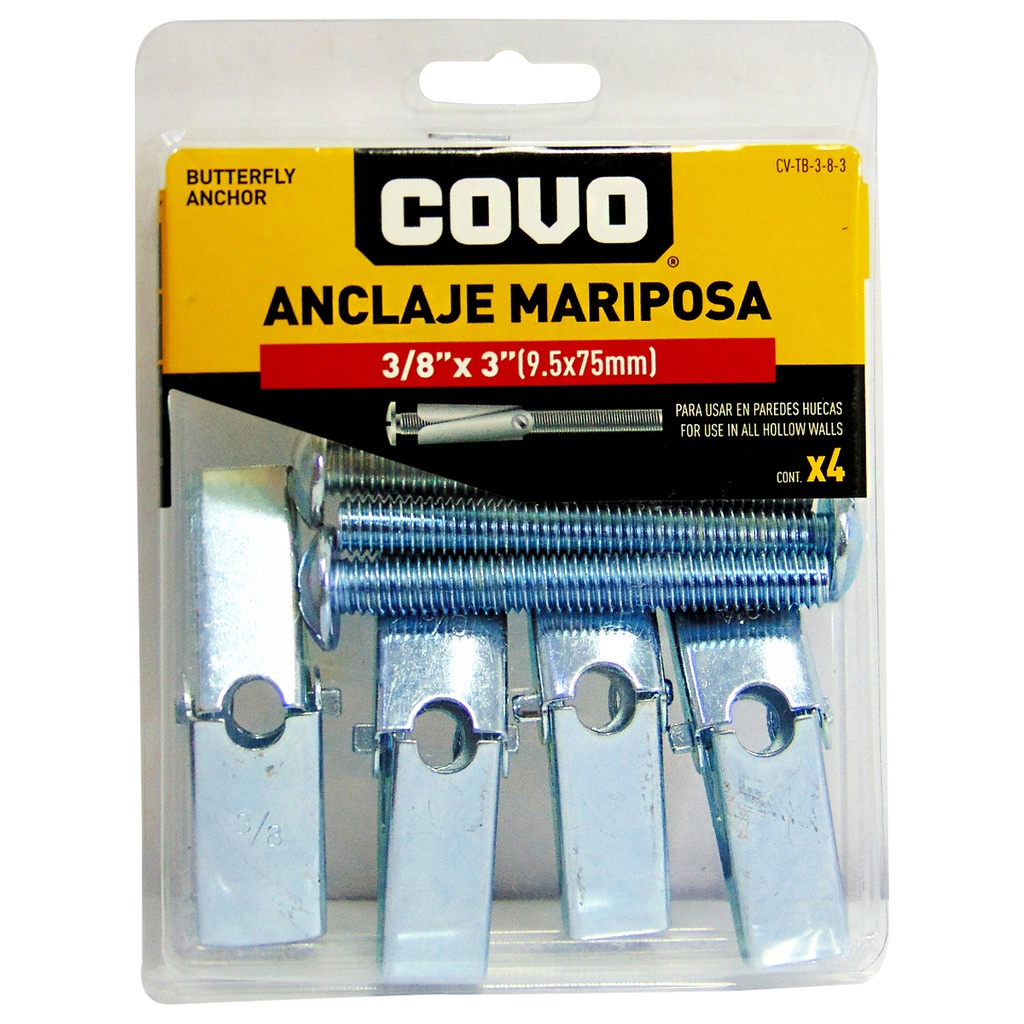 TORNILLO 3/8" CON ANCLAJE MARIPOSA COVO
