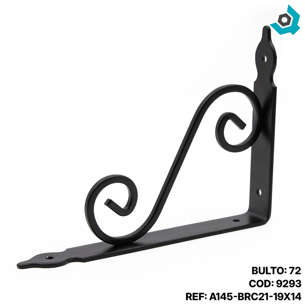 ANGULO DE SOPORTE 19 X 14 NEGRO MATE