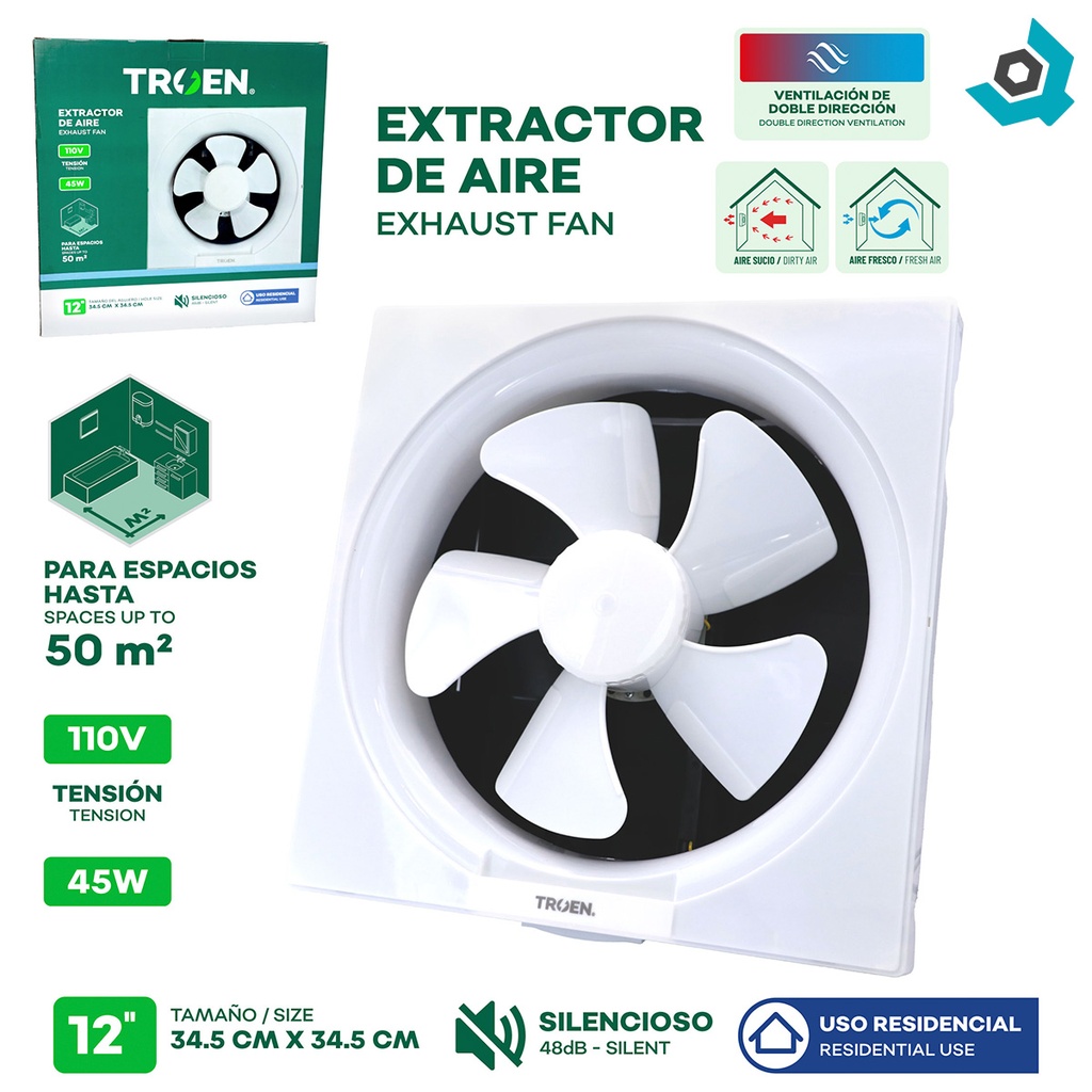 EXTRACTOR DE AIRE 12" PARA PARED TROEN