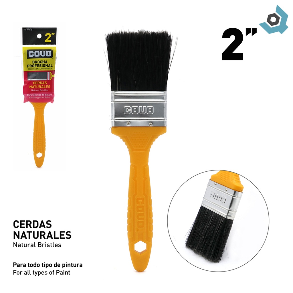 BROCHA 2" CERDAS NATURALES NEGRAS COVO