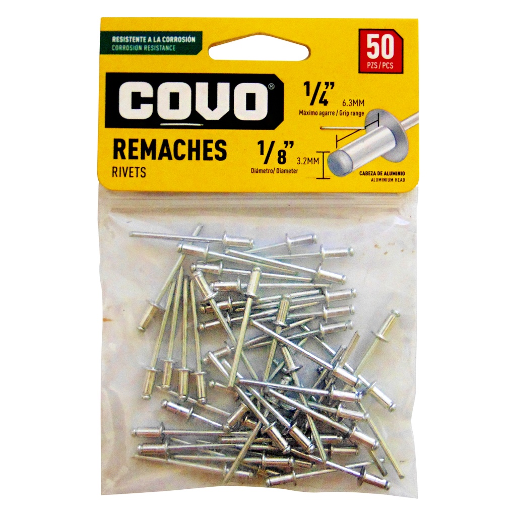 REMACHE 1/8" X 1/4" 50 PIEZAS COVO