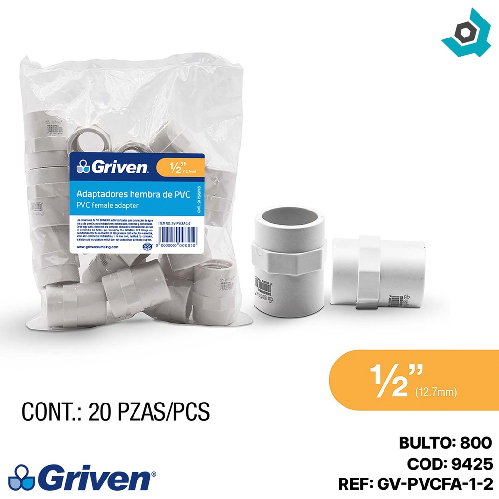 ADAPTADOR PVC 1/2" HRXC GRIVEN