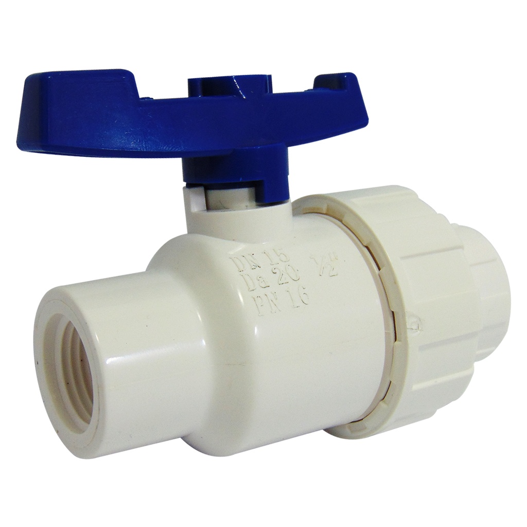 VALVULA 1/2" DE PVC CON ROSCA UNION SIMPLE GRIVEN