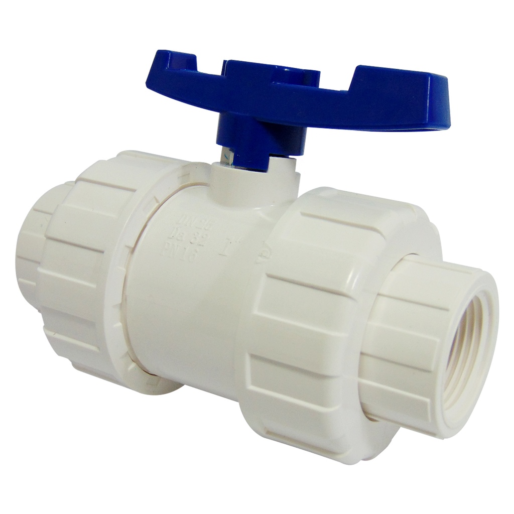 VALVULA 1" DE PVC CON ROSCA UNION DOBLE GRIVEN