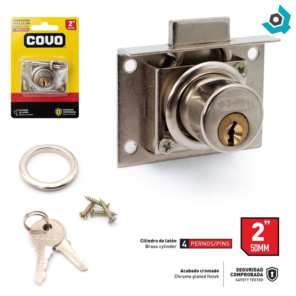 CERRADURA PARA GAVETA 2" CROMADA COVO