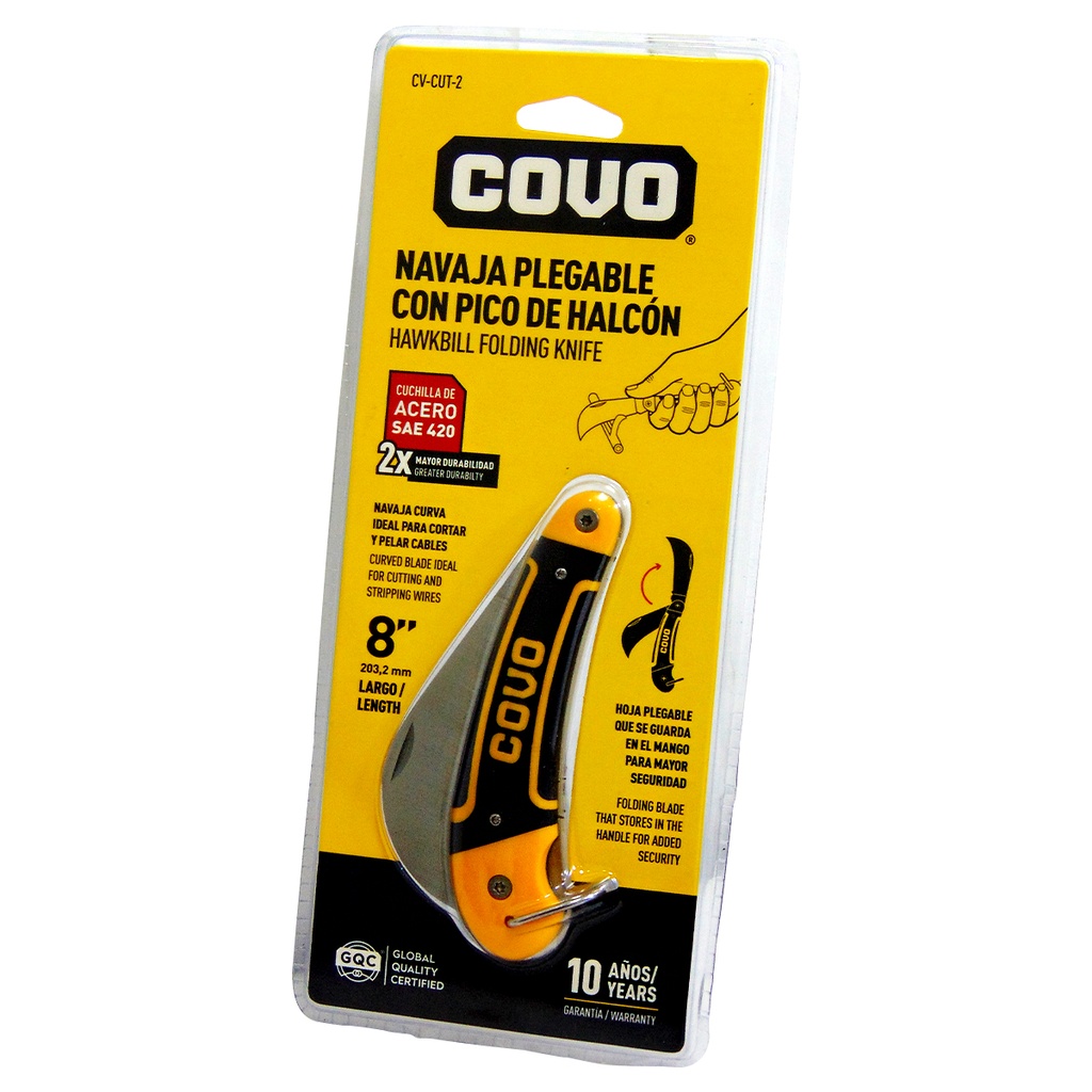 NAVAJA PLEGABLE 8" CON PICO DE HALCON COVO