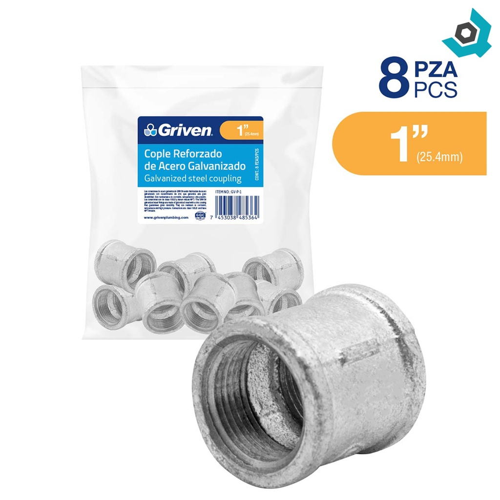 UNION REFORZADA 1" DE ACERO GALVANIZADO GRIVEN