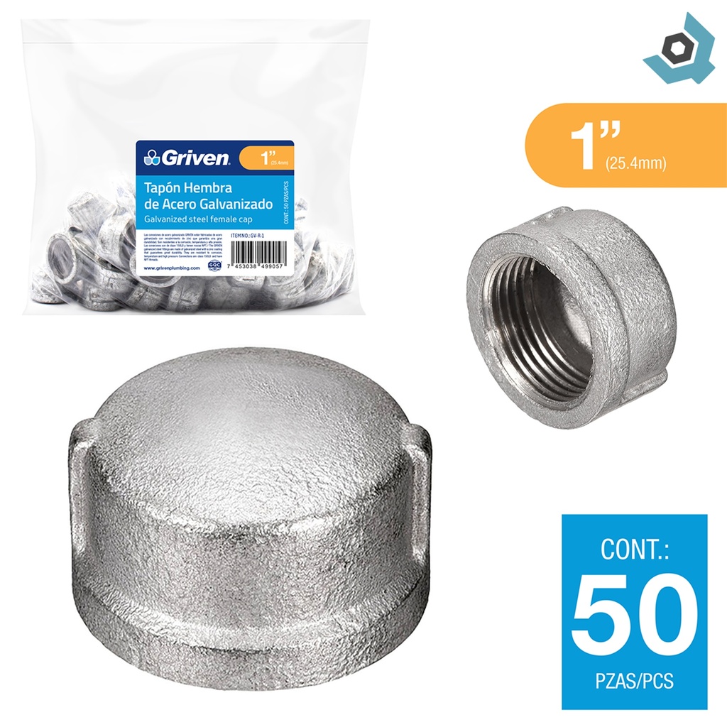 TAPA 1" DE ACERO GALVANIZADO HR GRIVEN