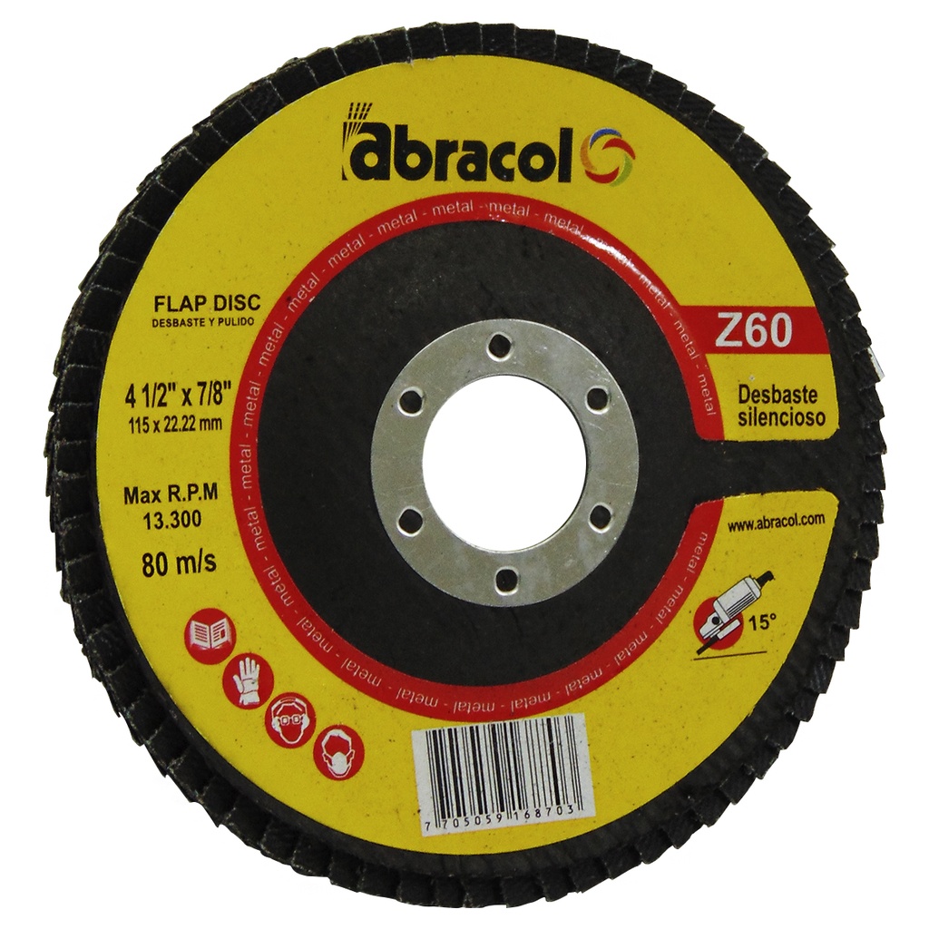 DISCO ABRASIVO 4 1/2" X 7/8" T29 ZR GRANO 60 ABRACOL