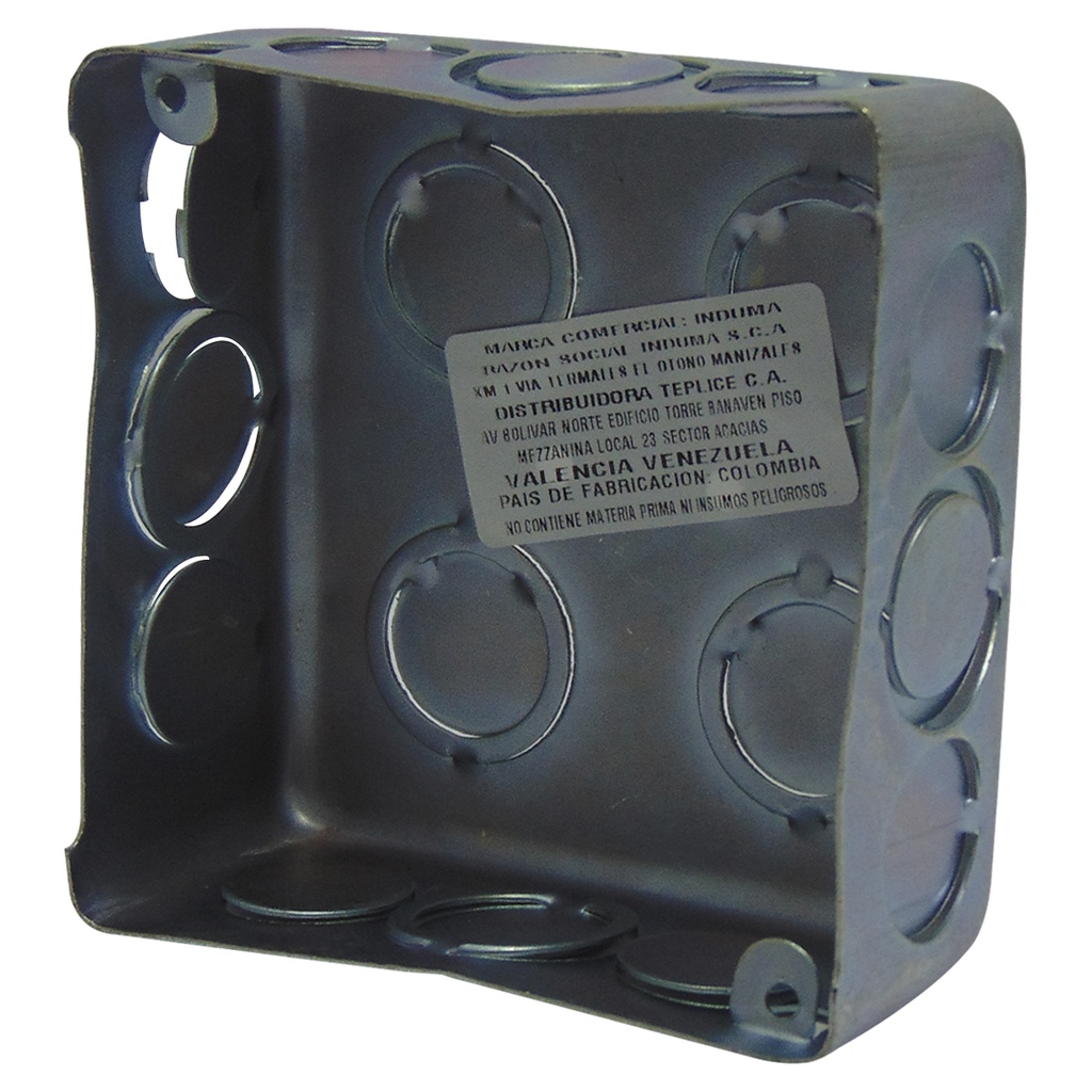CAJETIN ELECTRICO 4"X4" ZINCADA CALIBRE 24 INDUMA